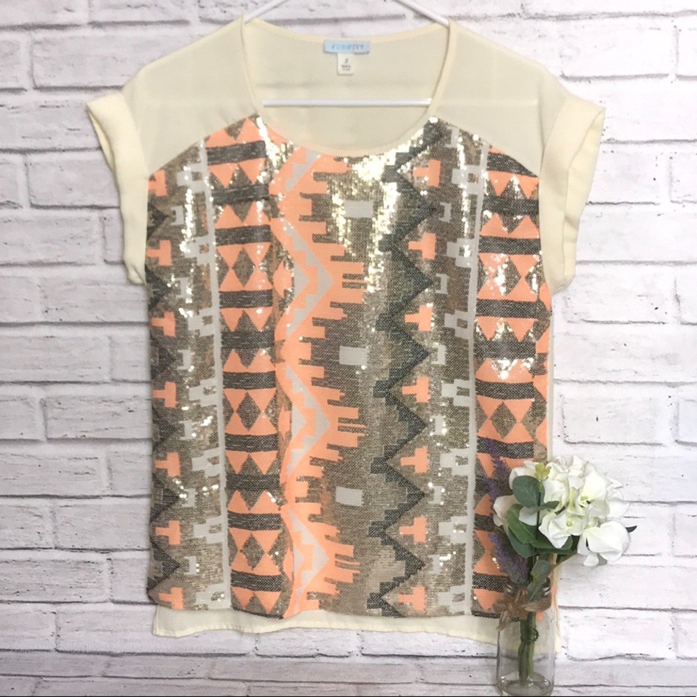 Aztec Sequin Top